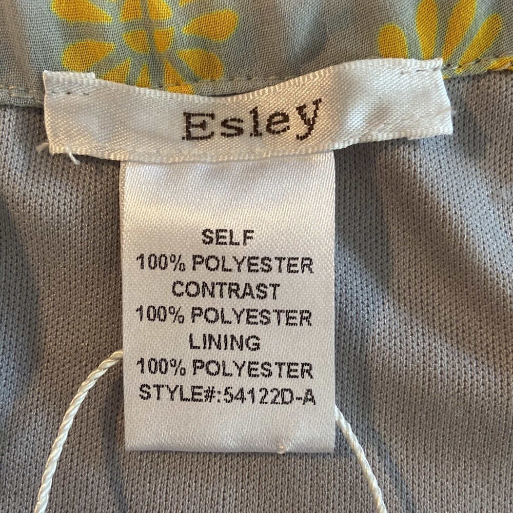 Esley NWT Yellow Gray Daisy Print Spaghetti Straps Pockets Elastic Waist Dress - Picture 10 of 13